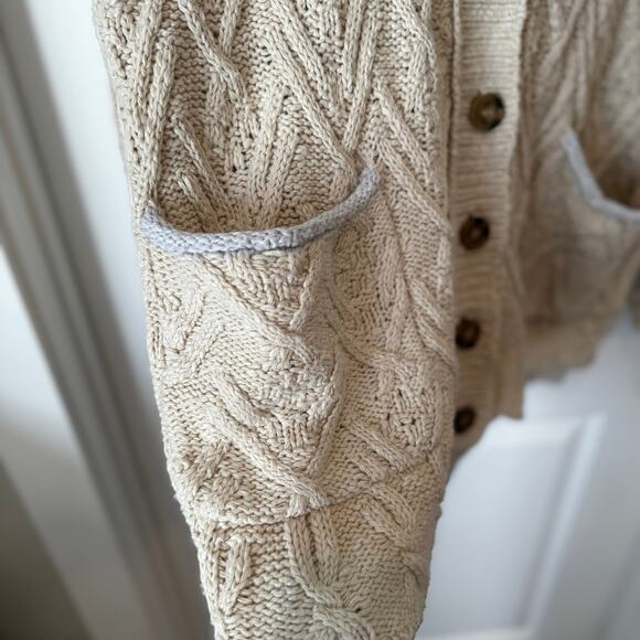 Free People Button-Up Cardigan Cream Women Size Small - Picture 3 of 6